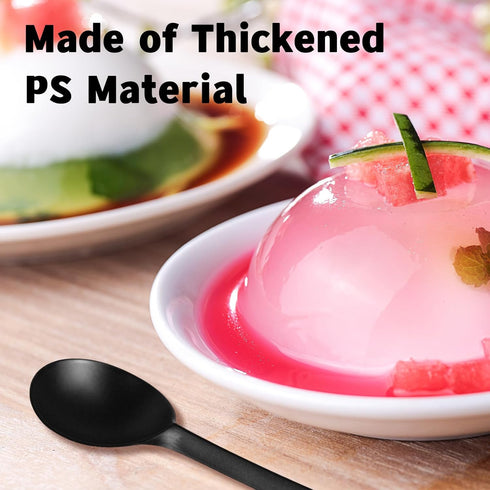 200Pcs Black Plastic Serving Spoons, LIOUCBD Disposable Soup Spoon, Heavy Weight Plastic Utensils Cutlery Set for Weddings Catering Buffets Partie...
