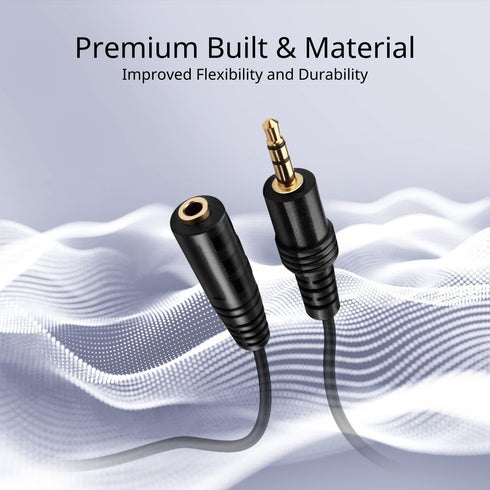 TNP AUX Headphone 3.5mm Extension Cable (3 Feet) - Male to Female Extender Audio Auxiliary Jack Adapter Wire Cord Plug Connector for iPhone iPod i...