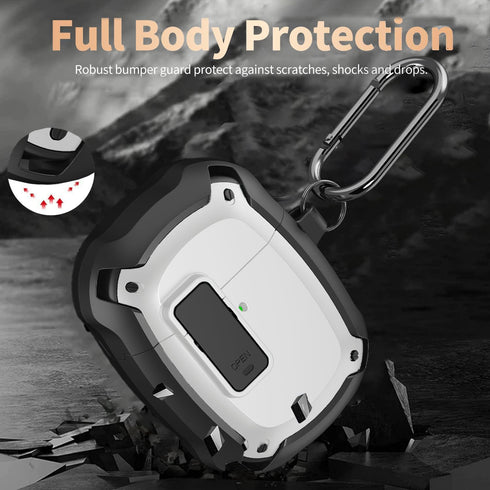 Olytop Rugged Armor Case Cover for Google Pixel Buds Pro Case with Lock Clip & Cleaner Pen, Shockproof Protective Hard Skin with Carabiner Men Wom...