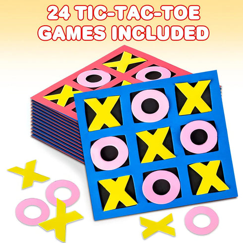 Gamie 5 Inches Foam Tic Tac Toe Mini Board Games (24Pack) Family Games & Classroom Games - Indoor Recess Games for Classroom, Great Travel Games, ...
