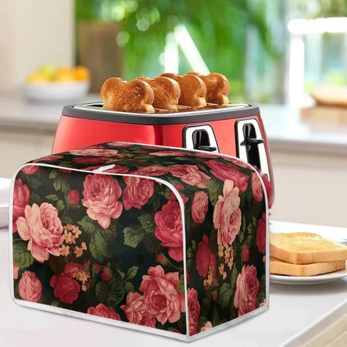 Flower Peony Toaster Cover 4 Slide Wide Slot Small Appliance Decoration Accessories, Dustproof Bakeware Cover Toaster Machine Cover, Red...