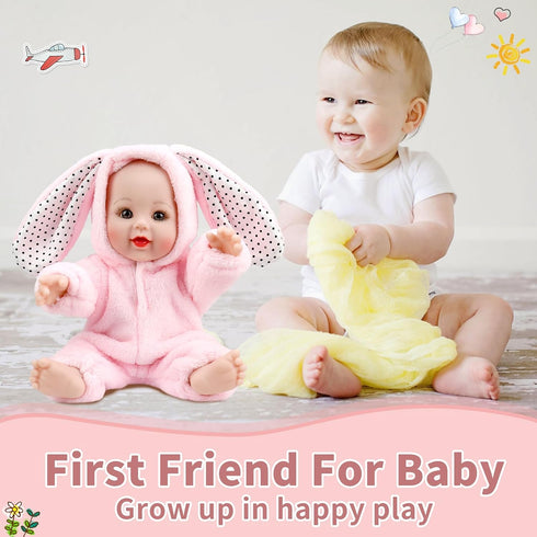 12 Inch Baby Doll with Accessories Set,Pink Rabbit soft baby dolls for 3+ year old girls boy,baby toys for Birthday gift (12 Inch Pink rabbit-YD-W...