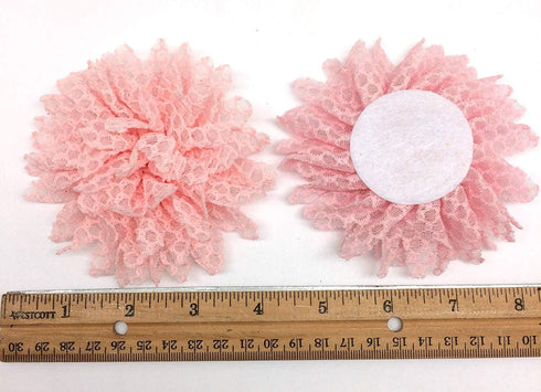 PEPPERLONELY 10PC Set Pink Lace Petal Fabric Flowers, 4 Inch...
