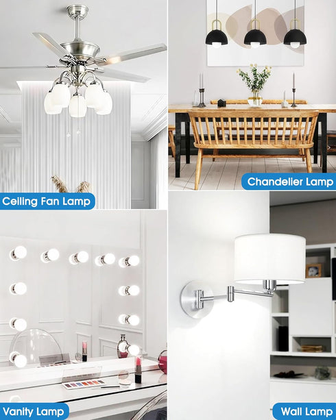EvaStary Ceiling Fan Light Bulbs, 60W Equivalent E12 LED Bulb, Super Bright 600LM Daylight 5000K Small Base A15 Shape Candelabra Bulb for Chandeli...