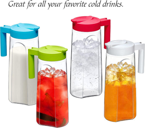 Amazing Abby - Slim - Tritan Pitcher (64 oz), Unbreakable Plastic Water Pitcher with Lid, BPA-Free, Heat-Resistant, Dishwasher-Safe, Great for Bot...