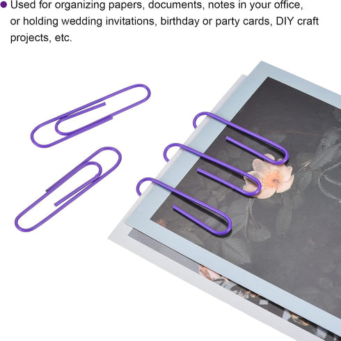 MECCANIXITY Paper Clips Medium Size 2 Inch Vinyl Coated to Prevent Tearing Pages with Box for Organize Office Home Purple Count 100...