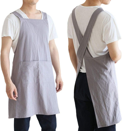 Cotton/Linen Japanese Style Cross Back Aprons Pinafore Dress...