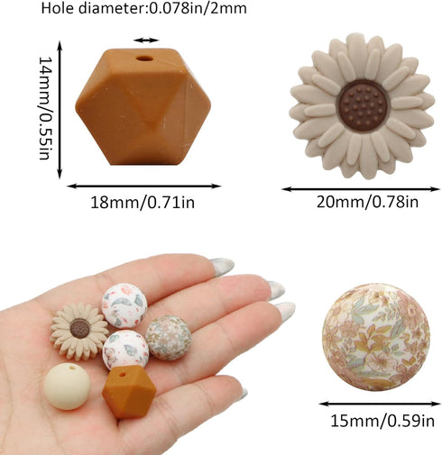 David accessories Silicone Beads 15mm Silicone Beads Bulk Round Hexagon 14mm Silicone Beads for Keychain Pens Lanyards Bracelet Necklace Jewelry M...