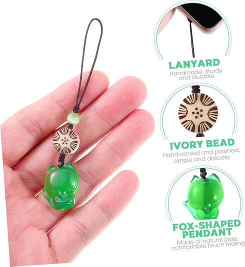 Cell Phone Strap Cartoon Fox Phone Charm Key Chain Car Key Purse Pendant Hanging Pendants Decor Green...