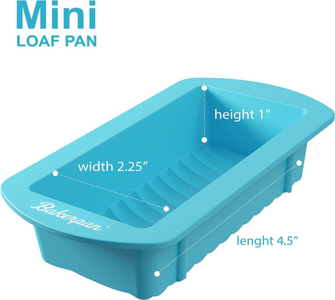Bakerpan Silicone Mini Loaf Pans for Baking, Mini Cake Pans, 4.5 Inch Baking Pan, Reusable Baking Mold - Set of 4...