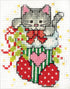 Stocking Cat W/Frame Mini Counted Cross Stitch Kit-3x4 18 Count...