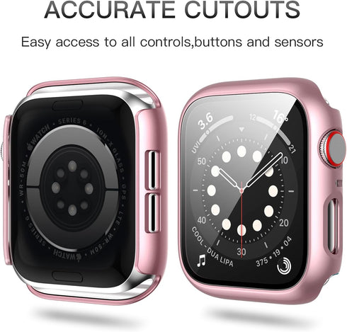 Haojavo 5 Pack Case with Tempered Glass Screen Protector for Apple Watch Series 9 8 7 41mm, PC Hard Ultra-Thin Slim Fit Scratch Resistant Bumper P...