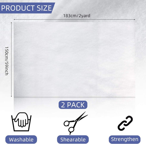 2 Pieces 59 Inch Polyester Quilt Batting Bonded Batting Upholstery Batting for Quilting Craft and Wearable Arts (2 Yards)...