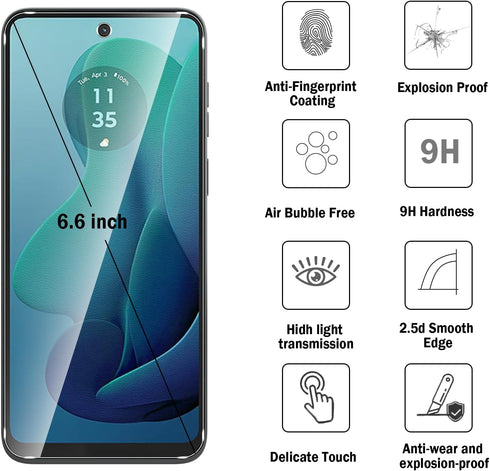 2 Pack Compatible with Moto G 5G 2024 Screen Protector,Full Coverage 9H Tempered Glass Film,HD Clear Scratch Resistant,Bubble-Free for Motorola Mo...
