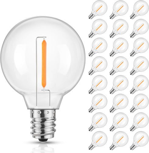 Mlambert G40 LED Replacement Light Bulbs for String Lights, Dimmable E12 Base Shatterproof Bulbs, 1W Equal to 5W, Amber Warm 2200K, 25Pack, Not So...