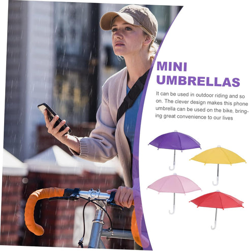 4pcs Cycling Phone Umbrella Plants Outdoor Mini Plants Small Outdoor Umbrella Tiny Umbrella Decorations Plant Shade Umbrella Phone Umbrella for Su...