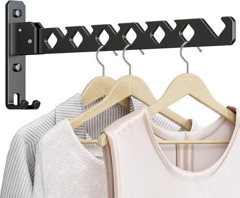 Wall Mounted Clothes Drying Rack, Wall Clothes Hanger Foldable, Laundry Hanger Hook for Bathroom, Wall Clothes Rack Indoor, Perfect for Small Spac...