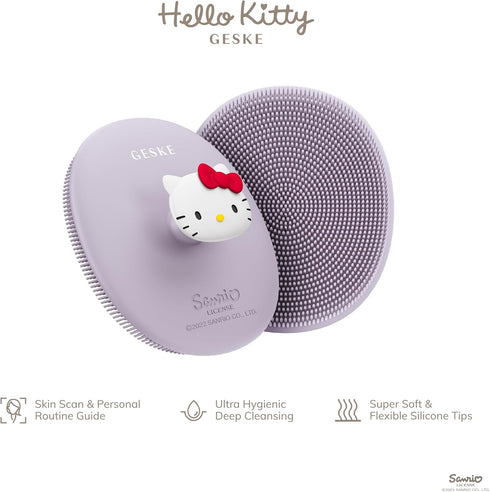 GESKE x Hello Kitty | SmartAppGuided™ Facial Brush | 3 in 1 | Professional Facial Cleansing Brush with Handle | Skin Cleansing Soft Silicone Facia...
