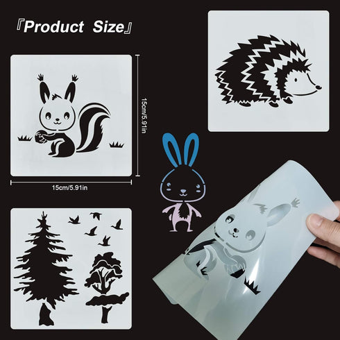 20PCS Animals Stencils Reusable, ULENDIS Rabbit Squirrels Giraffes Lions Elephants Painting Template, Plastic Drawing Template for DIY Crafts Pain...