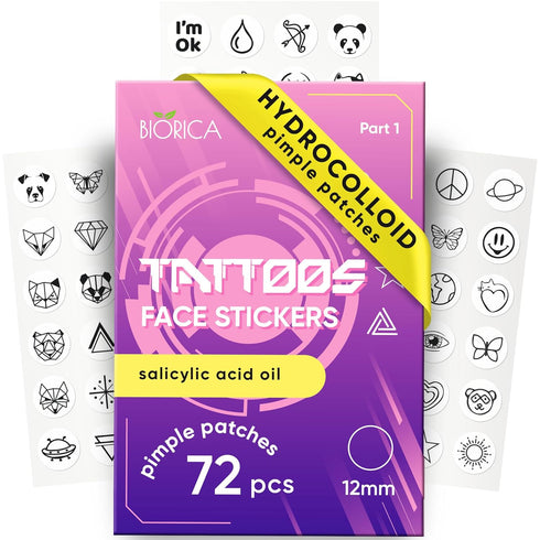 Cute Acne Patches for Face. Hydrocolloid Pimple Patches for Face. Face Tattoo Stickers. 72 Black Pimple Stickers with Hydrocolloid. Zit patches. Z...