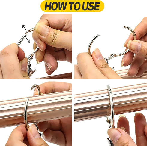 36 Pack Heavy Duty Nickel Plated Metal Curtain Rings with Clips Hooks Open Rings for Curtains and Robs,Easy to Open and Close(Silver)...