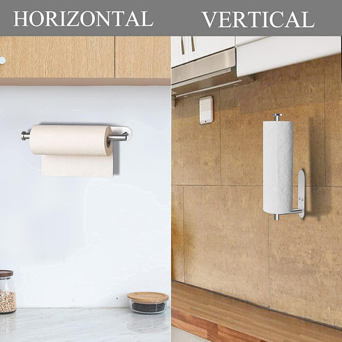 Paper Towel Holder Under Cabinet - Wall Mount Paper Towel Holder Self Adhensive Easy Tear Bathroom Paper Towel Holder Wall Mounted Horizontal or V...