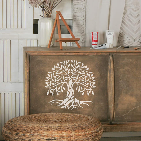FINGERINSPIRE Tree of Life Stencils Template 11.8x11.8inch Plastic Tree Pattern Drawing Painting Stencils Square Reusable Stencils for Painting on...