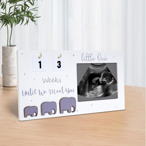 Sonogram Picture Frame, Standard 4" x 3" Ultrasound Photo with Baby Countdown Weeks Pregnancy Announcement for Birth Record- Congratulations Pregn...