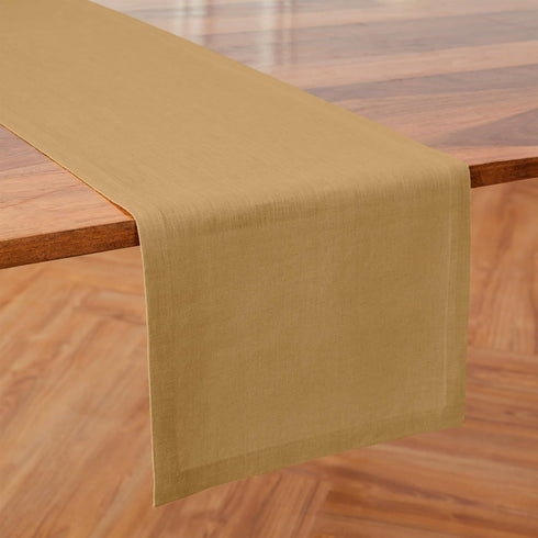 Solino Home Linen Table Runner 48 Inches - 100% Pure Linen Camel Table Runner 14 x 48 Inch Ideal for Dresser and Coffee Tables - Fall, Autumn, Tha...