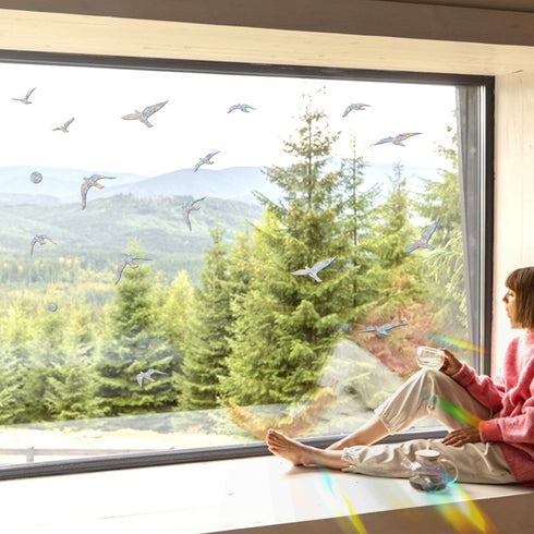 51 Pieces Window Clings for Birds - Anti-Collision Window Decals - Prismatic Non Adhesive Vinyl Rainbow Window Stickers to Save Birds from Window ...