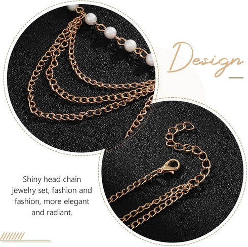 Jovono Pearl Head Chain Gold Headpiece 1920s Gatsby Hair Accessories for Women and Girls...