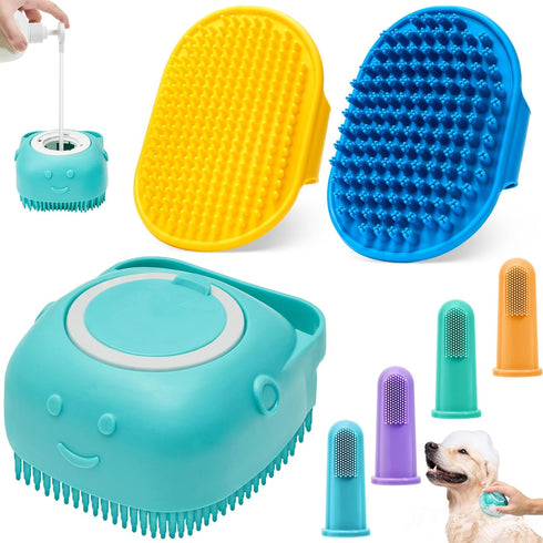 Dog Bath Brush Pet Massage Shampoo Brush Dog Scrubber for Dog Washing Brush Scrubber Pet Bath Massage Brush with Soft Silicone Bristles for Dog Ca...