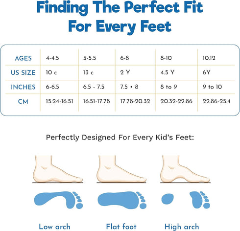 Kids Orthotic Soft Cushioning Arch Support Shoe Insoles, Children Inserts for Flat feet, Plantar Fasciitis, Feet Heel Pain Relief - Better Posture...