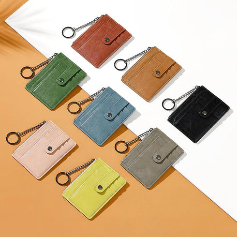 Small Wallet for Women Slim RFID Blocking Credit Card Holder Minimalist Keychain Wallet with Zipper Pocket...