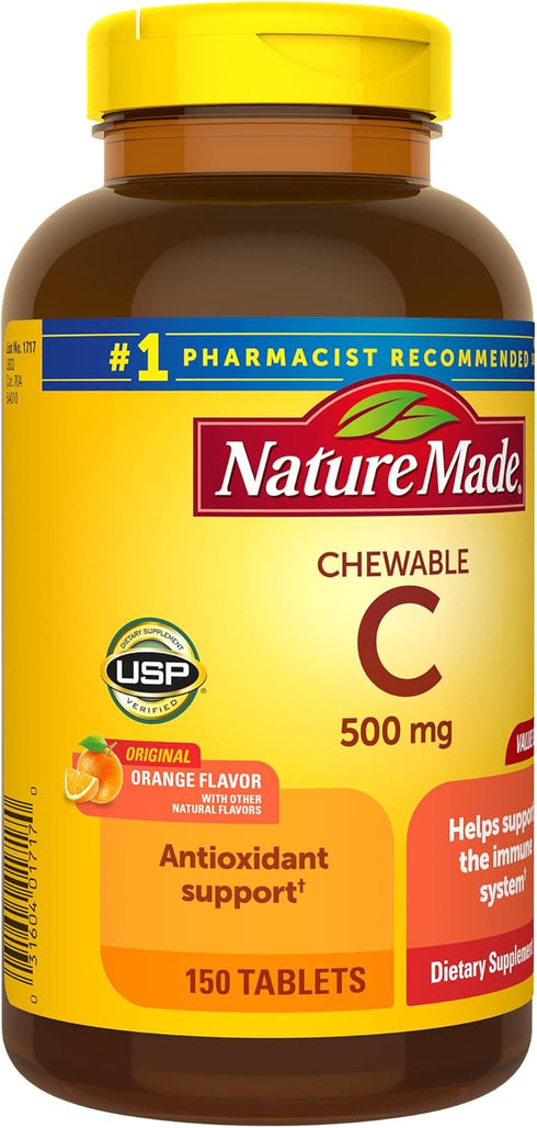 Nature Made Chewable Vitamin C 500 mg, Dietary Supplement for Immune Support, 150 Tablets, 150 Day Supply...