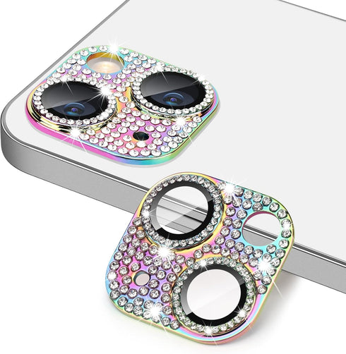 for iPhone 13 & iPhone 13 Mini Camera Lens Protector, Bling 3D Rhinestone Sparkle Diamond 9H Tempered Glass Camera Cover Shockproof Lens Cover...