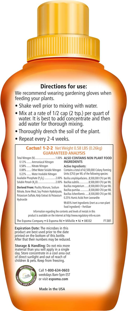 Espoma Organic Cactus! Plant Food, Natural & Organic Fertilizer for all Cactus, Succulents, Palm, and Citrus both indoors and outdoors, 8 oz, Pack...