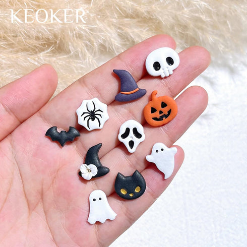 KEOKER Halloween Polymer Clay Cutters, Halloween Clay Cutters for Polymer Clay Jewelry, 10 Shapes Halloween Clay Earrings Cutters, Pumpkin Hallowe...