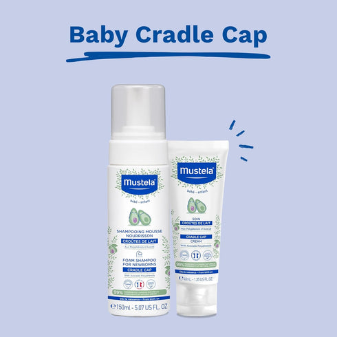 Mustela Baby Cradle Cap Bundle - Natural Baby Shampoo & Cradle Cap Cream - with Natural Avocado - 2 Piece Set...