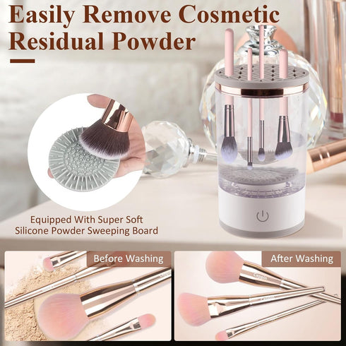 New makeup Brush Cleaner Machine, With Makeup Brush Cleaner Mat, Electric Brushly Pro Cosmetic Spinning Brush Cleaner, Fit for All Size Makeup Bru...