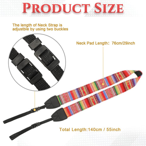 4 Pieces Woven Vintage Camera Strap for All DSLR SLR Camera Universal Neck Shoulder Strap for Men Women Photographers, 4 Styles...