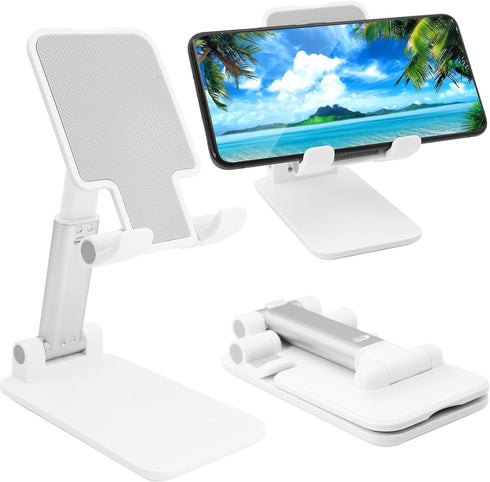 Cell Phone Stand, Folding Desktop Phone Stand, Angle Height Adjustable Mobile Phone Holder for Desk, Office, Tablet Stand Compatible with All Phon...