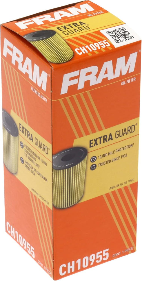 FRAM Extra Guard CH10955, 10K Mile Change Automotive Replacement Interval Cartridge Engine Oil Filter for Select Vehicle Models...