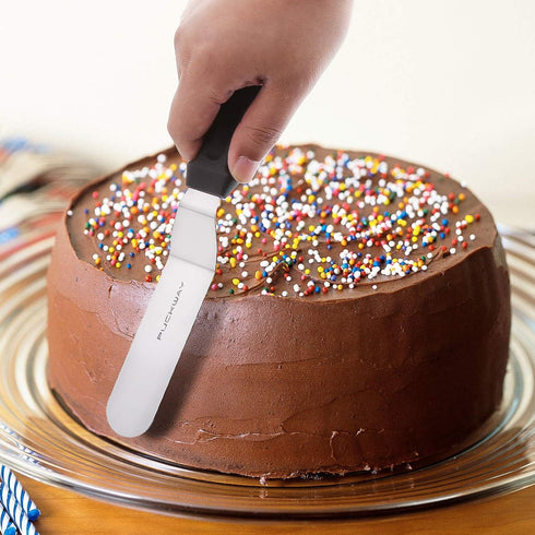 3 Metal Cake Offset Spatulas, 6 8 & 10 Inch Frosting Angled Icing Spatula for Decorating...