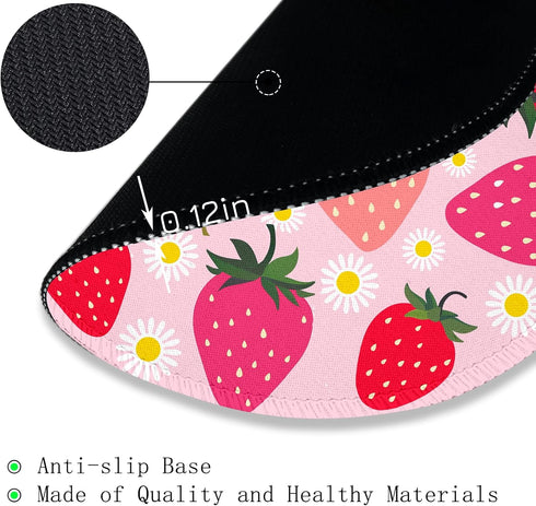 Gctriki Strawberry Mouse Pads for Desk, Cute Small Round Mousepad with Stitched Edge Non-Slip Rubber Base, Comfortable Computer Mouse Pad for Lapt...