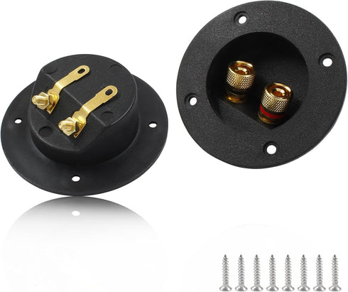 2-Way Speaker Box Terminal Cup, 3 Inch Round Stereo Screw Cup Connectors, Home Stereo Screw Cup Connectors, Pack of 2...