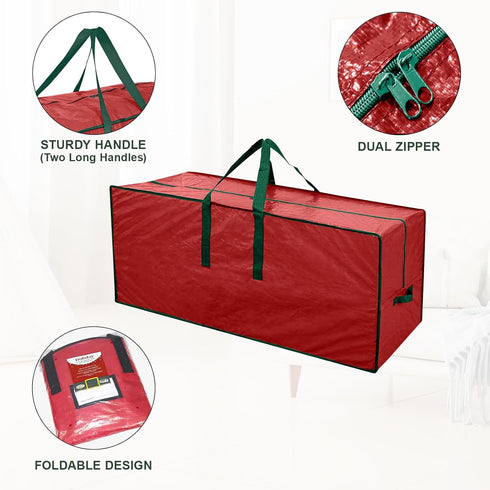Christmas Tree Bag 7.5 ft Christmas Tree Storage Bag Waterproof Christmas Tree Storage Box Plastic Hard Christmas Tree Bag Heavy Duty (Red)...