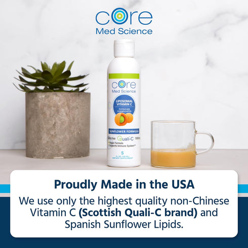 Core Med Science Liposomal Vitamin C 1000mg Liquid - Sunflower Formula, 5 Fl Oz - Natural Liposomal Vitamin C Non-GMO Supplement - Immune System B...