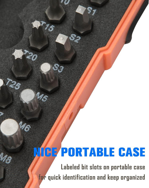 ROTATION 44pc Bit Set with 1/4 Mini Ratchet Offset Screwdriver, Portable Case, CR-V Steel, Drive Handle & Multi Hex/Phillips/Slotted/Torx/Star Bit...