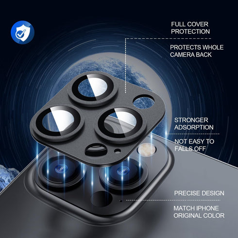 Camera Lens Protector for iPhone 15 Pro / 15 Pro Max, 3D Alloy Metal and Tempered Glass Camera Screen Protector, Full Coverage Protection, 1 Pack ...